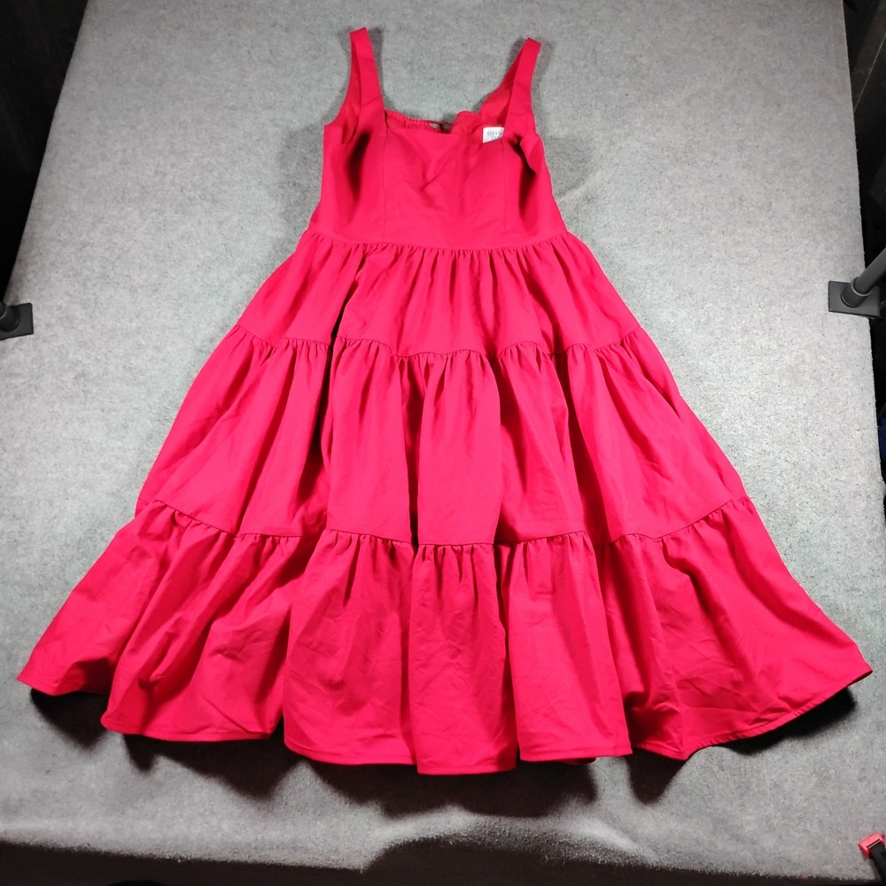 Chelsea Reece Women's Poppy Red The Journey Tiered Midi Twirl Dress Size 14/16